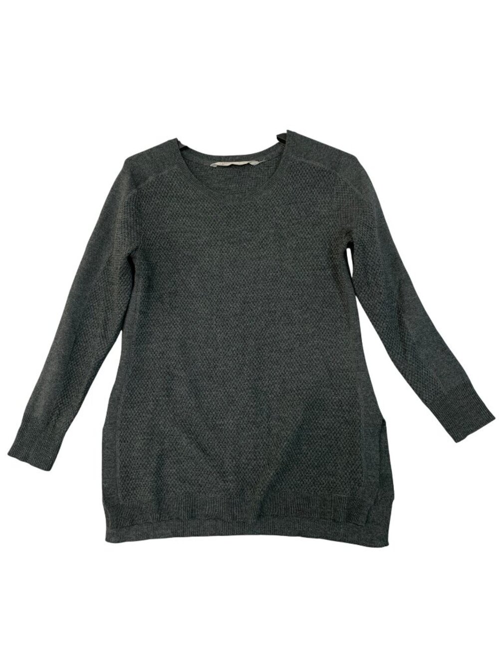 Athleta Women's S Gray Ascent Merino Wool Blend Sweater Textured Pullover